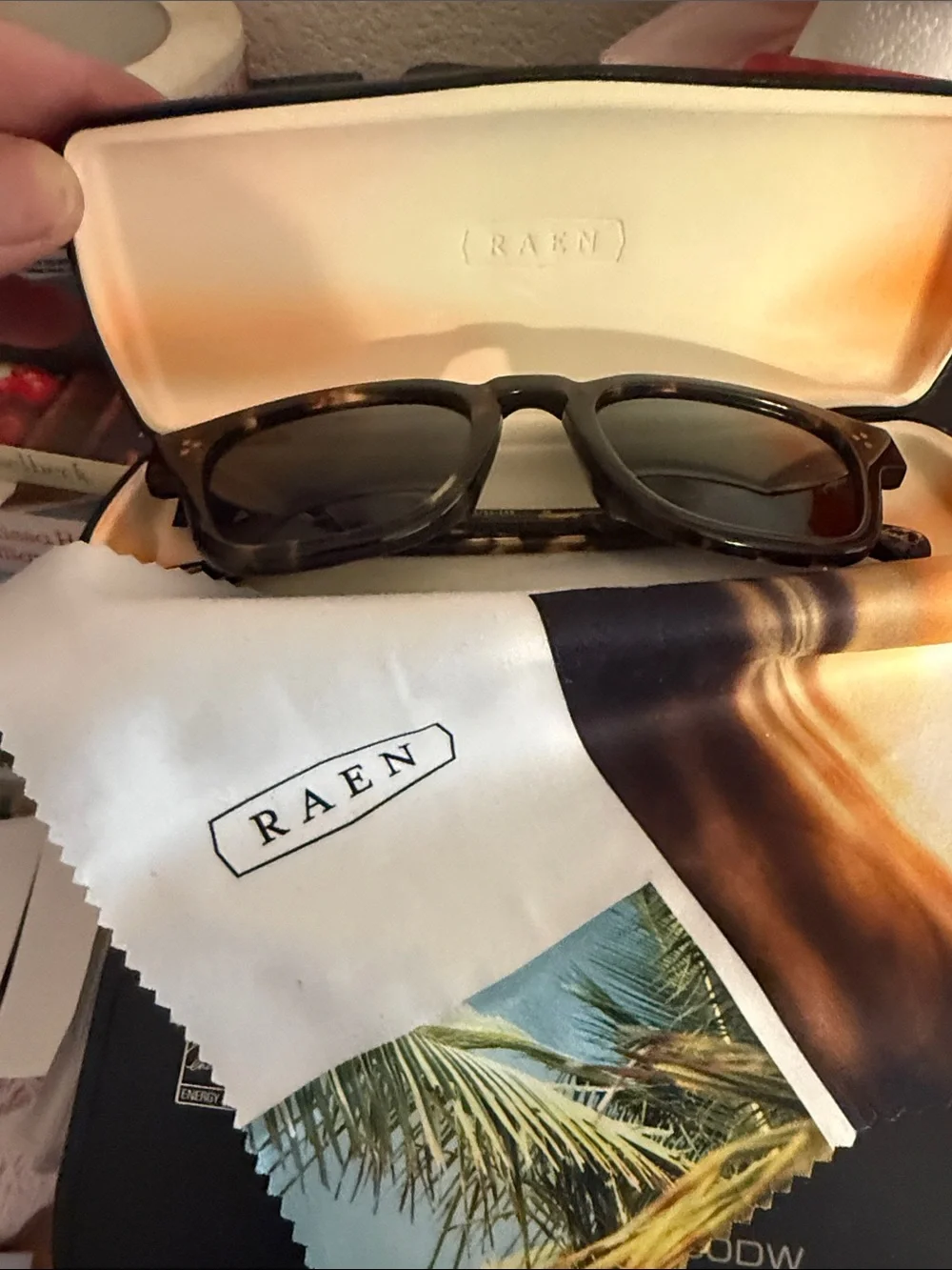RAEN Tortoise Square Sunglasses with Dark Gray Lenses polarized 51mm